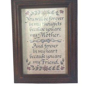 Vintage Babbling Brook Mother Friend Watercolor Sign Framed Picture Decor